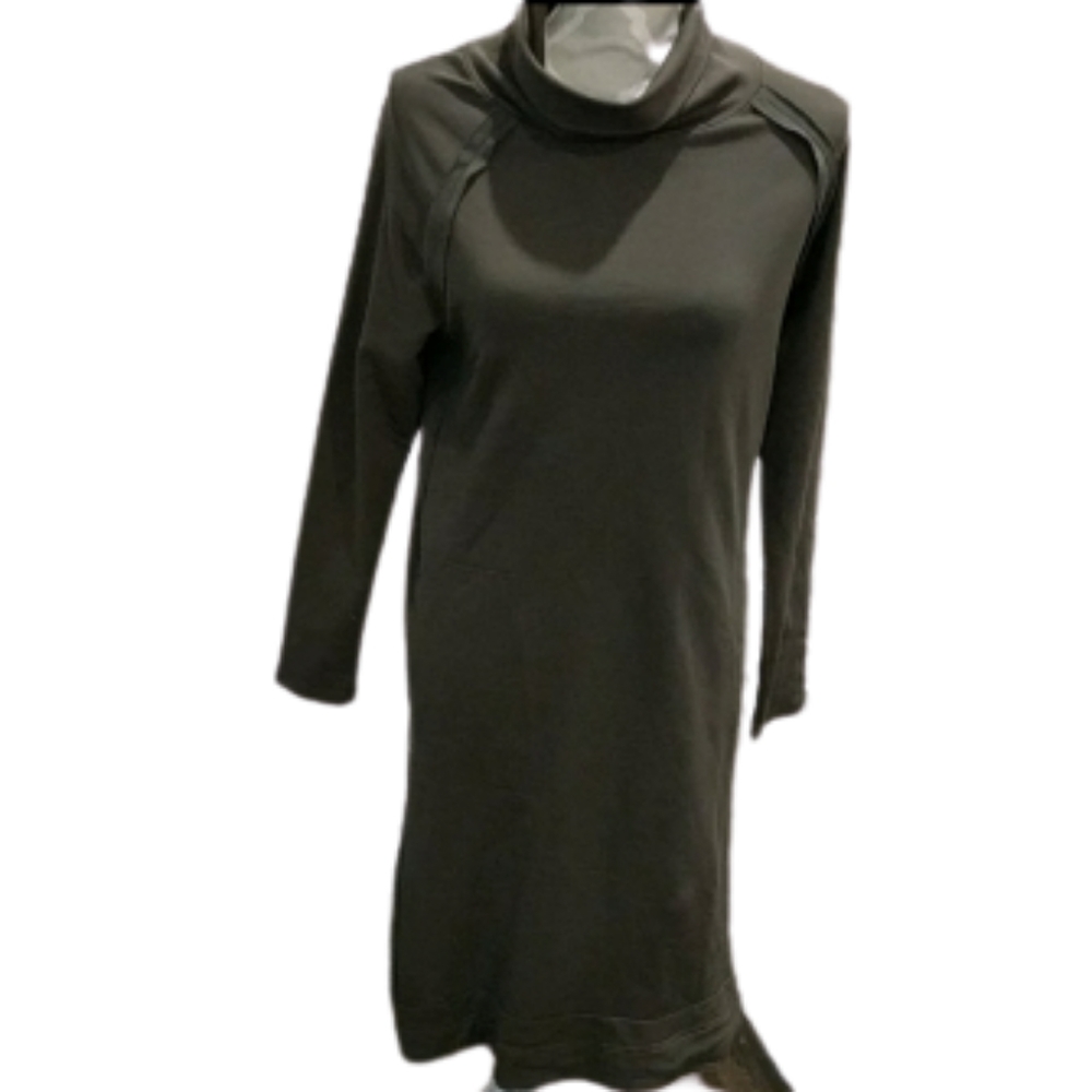 Rust olive green oversized turtleneck dress